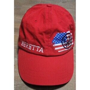 Beretta Hat Cap Strap Back Red Adjustable Shooting Hunting USA American Flag